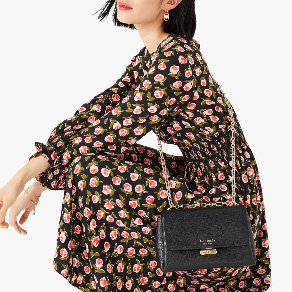 kate spade new york Carlyle Leather Medium Shoulder Bag - Black - Picture 5 of 8